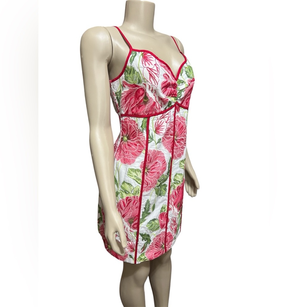 Adelyn Rae XL Fei Embroidered Floral Print V-Neck Sleeveless Sheath Mini Dress - Picture 5 of 11